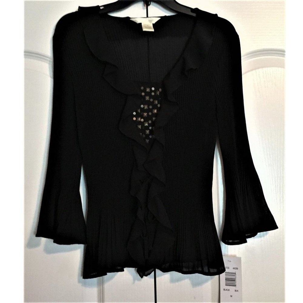 N. Y. C. DESIGN CO Pleated Ruffled Blouse Sz M NWT